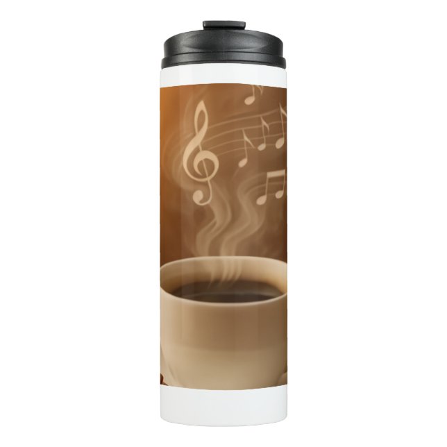 Garrafa Térmica "Melodies in Steam: Musical Coffee Cup Art Mug" (Frente)
