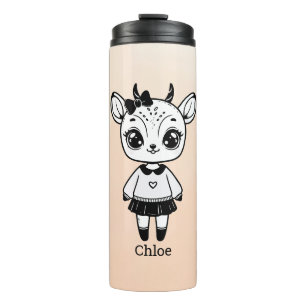 Garrafa Térmica Menina Adorável Antílope - Desenho Fofo de Rabisco