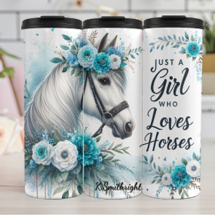 Garrafa Térmica Menina Ama Cavalos Elegância Floral