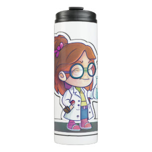 Garrafa Térmica Menina Cientista Sticker Art Tumbler