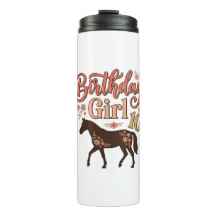 Garrafa Térmica Menina de Aniversário 10 Cavalo Floral Desenho Vet