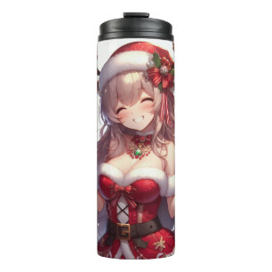 Garrafa Térmica Menina de Natal de animação bonita