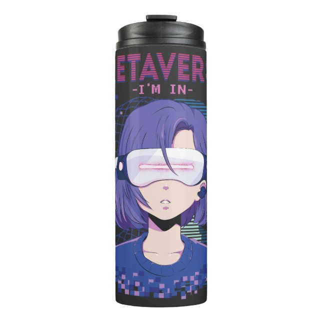 Garrafa Térmica Menina do anime óculos de realidade virtual Caneca (Frente)