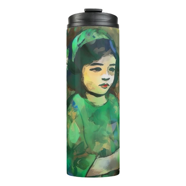 Garrafa Térmica Menina em Verde (Frente)