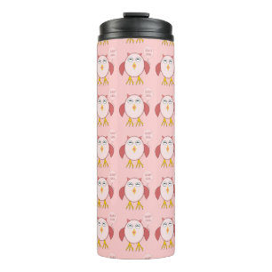 Garrafa Térmica Menina rosa-branca, coruja-coruja Tumbler