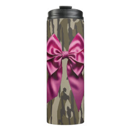 Garrafa Térmica Meninas Camo Laço Rosa Camuflagem Fundo