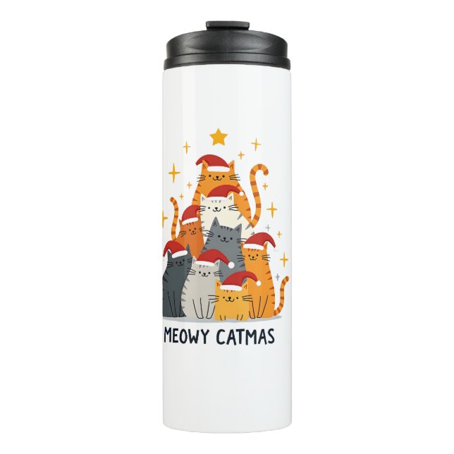 Garrafa Térmica Meowy Catmas Cat Christmas Tree Xmas (4) (Frente)