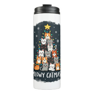 Garrafa Térmica Meowy Catmas Gato Árvore de Natal Xmas Meninas Men