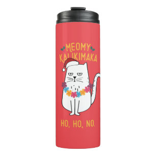 Garrafa Térmica Meowy Kalikimaka - Feliz Natal para Gatos