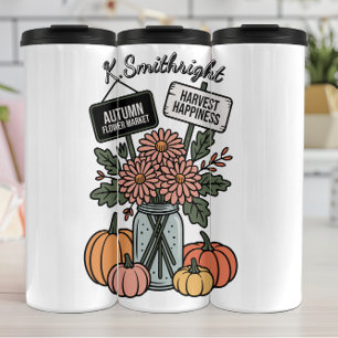 Garrafa Térmica Mercado da Flor de outono e Abóbora