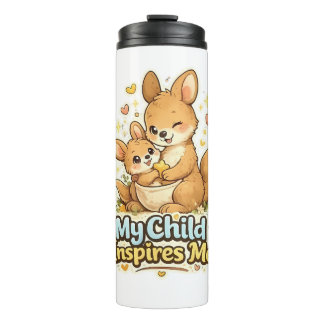 Garrafa Térmica Meu Filho Me Inspira – Design de Canguru de Pai Or
