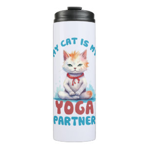 Garrafa Térmica Meu Gato É Meu Parceiro Yoga - Adorável Gato Medit
