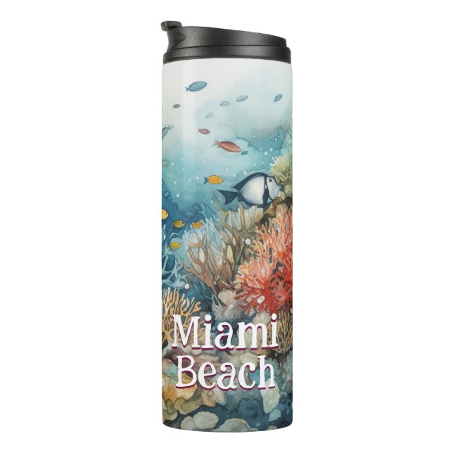 Garrafa Térmica Miami Beach Coral Reef e fisga aquarela (Rotação à direita)