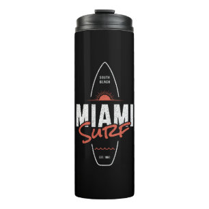 Garrafa Térmica Miami Surf – Design de Surfboard Sunset Vintage da