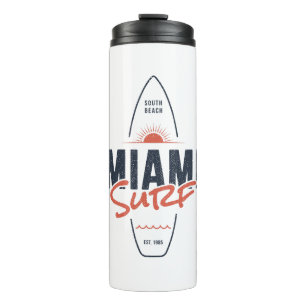 Garrafa Térmica Miami Surf – Design de Surfboard Sunset Vintage da