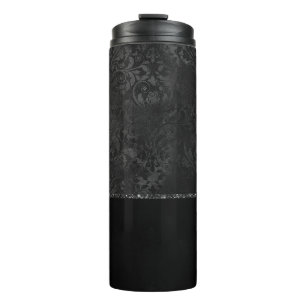 Garrafa Térmica Midnight Onyx Romance   Black Satinge Damask