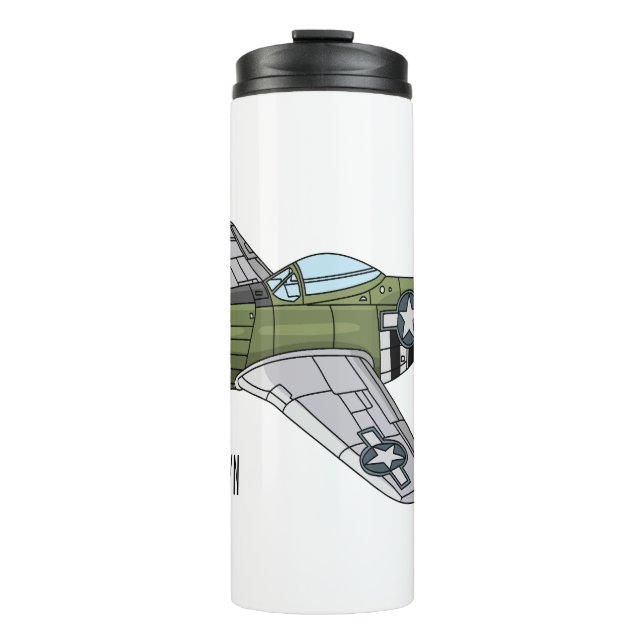 Garrafa Térmica Military plane cartoon illustration (Frente)
