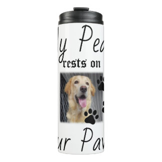 Garrafa Térmica Minha Paz repousa em quatro patas - citação de Pet