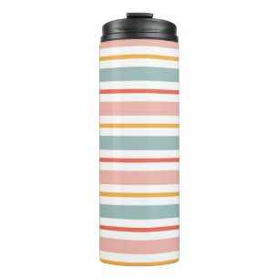 Garrafa Térmica Minimalista Boho Linhas Horizontais Tons Terrosos