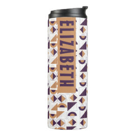 Garrafa Térmica Minimalista Boho Roxo e Dourado Nome Personalizado