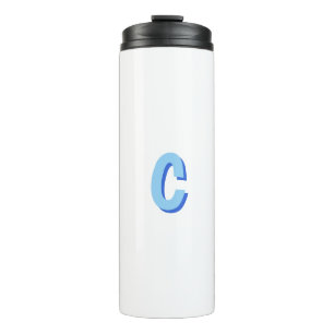 Garrafa Térmica Minimalista Elegante Profissional Monogramada Azul