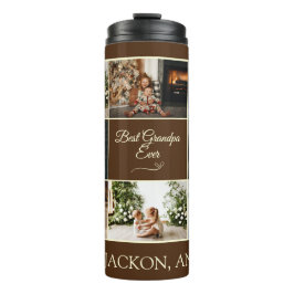 Garrafa Térmica Mínimo Brown 8 Collage Best Grandpa Ever Foto