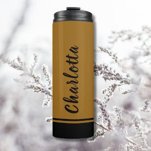 Garrafa Térmica Mínimo Personalizado Elegante Preto Preto ouro Cas