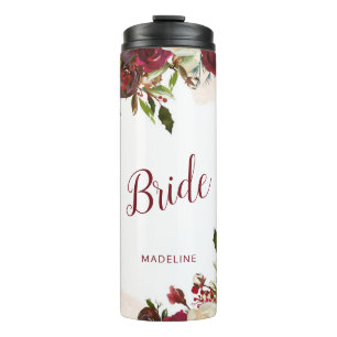 Garrafa Térmica Mistletoe Manor Floral de Inverno Noiva Personaliz