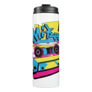 Garrafa Térmica Misturar Vibes de Fita Cassete Neon Retro 80s
