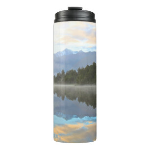 Garrafa Térmica Misty Lake Trees Refletir Foto Tranquil Natureza