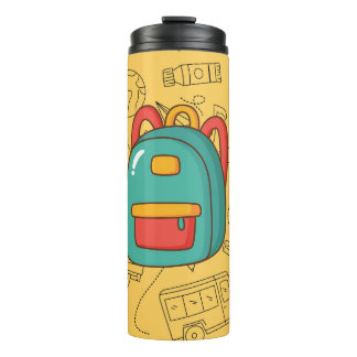 Garrafa Térmica Mochila Personalizada de Volta às Aulas & Desenhos