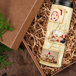 Garrafa Térmica Modelo de Foto Minimalista 7 Beige Dourado Natal