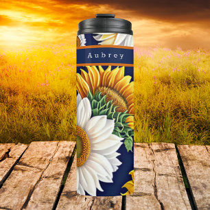 Garrafa Térmica Modern Boho Floral Sunflower Na moda