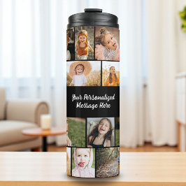 Garrafa Térmica Modern Personalized 16 Photo Collage Custom Color