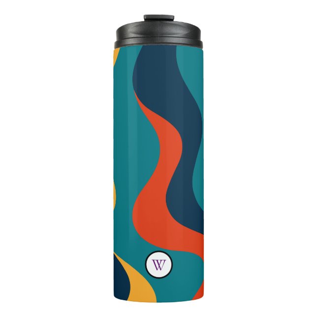 Garrafa Térmica Modern Retro Wavy Abstract Pattern  (Frente)