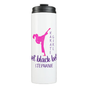 Garrafa Térmica Modern Trendy Karate Silhouette Girly Pink Martial