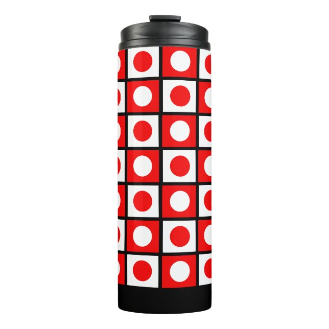 Garrafa Térmica Moderno Abstrato Preto Vermelho & Branco (Frente)