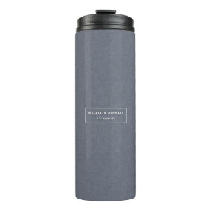 Garrafa Térmica Moderno Minimalista Profissional Linho Azul Marfim