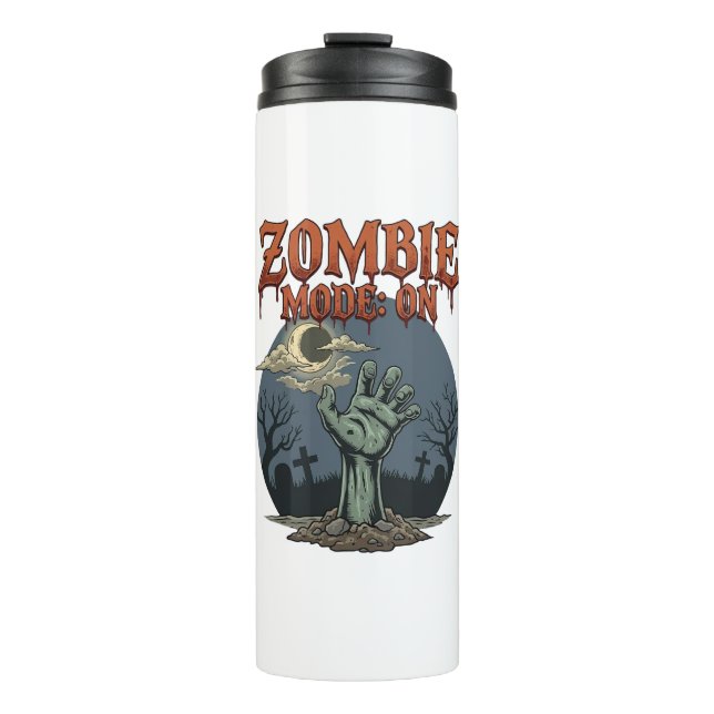 Garrafa Térmica Modo Zumbi Halloween Mão Lua Cemitério_1 (Frente)