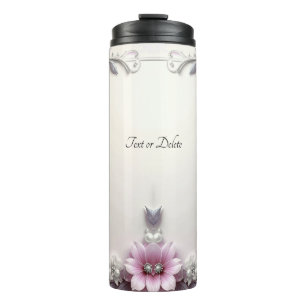 Garrafa Térmica Moldura Floral Rosa
