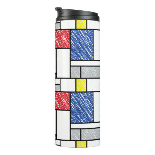 Garrafa Térmica Mondrian Rabiscos Minimalista Arte Moderna De Stij
