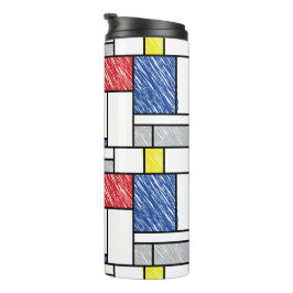 Garrafa Térmica Mondrian Rabiscos Minimalista De Stijl Arte Modern