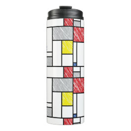 Garrafa Térmica Mondrian Scribbles Minimalista De Stijl Arte Moder