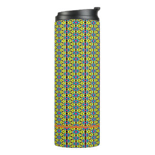 Garrafa Térmica Monograma Amarelo Brilho/Aqua/Stripes/triângulos v