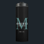 Garrafa Térmica Monograma Azul Chamado Tumbler Térmico<br><div class="desc">Monograma Azul Chamado Tumbler Térmico</div>