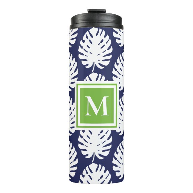 Garrafa Térmica Monograma branco do Marinho verde Monstro branco d (Frente)