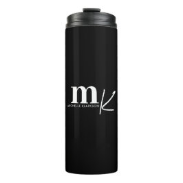 Garrafa Térmica Monograma branco preto minimalista moderno