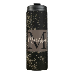 Garrafa Térmica Monograma Chic Dourada Confetti