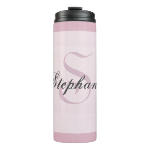 Garrafa Térmica Monograma Cinza Rosa Trendy Elegant Girly Modern