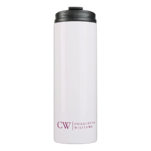 Garrafa Térmica Monograma - Cor- de- Rosa Personalizada - Inicial 